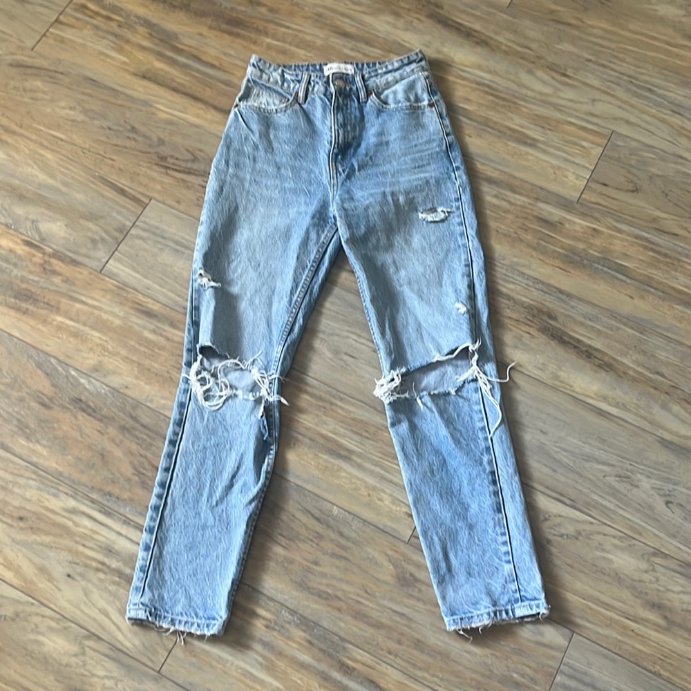 Zara High Waisted Straight Leg Jeans